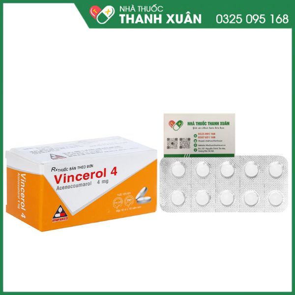 Vincerol 4mg - Phòng và trị huyết khối (10 vỉ x 10 viên)